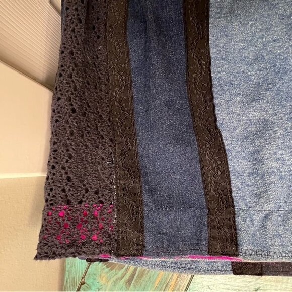 Vintage French Dressing Upcycled Bell Bottom Jeans Wide Leg Baggy 70s Style - Picture 11 of 16